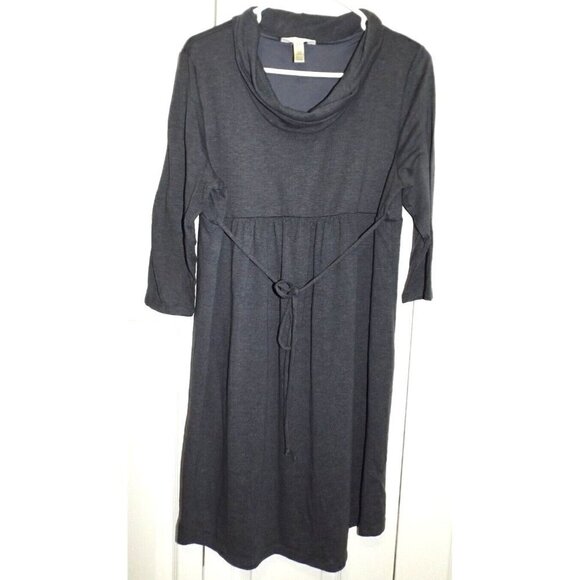 Three Season Maternity L Gray Cowl Neck Baby Doll Dress 3/4 Sleeve Lined - Picture 1 of 5